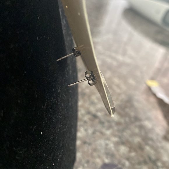 “Rebel” Geometric Silver illusion Boho Stud Earrings - Picture 4 of 5